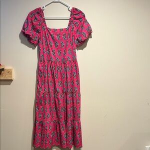 J. Crew Floral Pink Puff Sleeve Dress